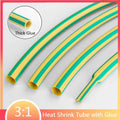 1M 3:1 Heat Shrink Tube with Glue Adhesive Lined  Dual Wall Tubing Sleeve Wrap Wire Cable Kit Yellow Green Dual Wall