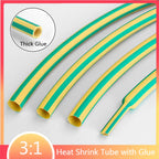 1M 3:1 Heat Shrink Tube with Glue Adhesive Lined  Dual Wall Tubing Sleeve Wrap Wire Cable Kit Yellow Green Dual Wall