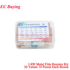 2600Pcs/150pcs 1/4W 1/2W 1W 2W 3W 5W Metal Film Resistor Assortment Kit 1% 0.25W 0.5W Resistance Set Electronic Components Kits