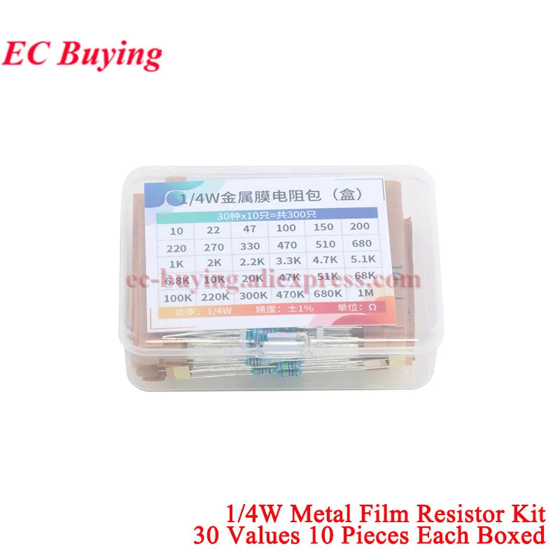 2600Pcs/150pcs 1/4W 1/2W 1W 2W 3W 5W Metal Film Resistor Assortment Kit 1% 0.25W 0.5W Resistance Set Electronic Components Kits