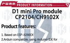 1PC ESP8266 Module for WeMos D1 Mini Pro – NodeMCU Board with 4M/16M Flash, CP2104 & External Antenna (for Arduino-Compatible)