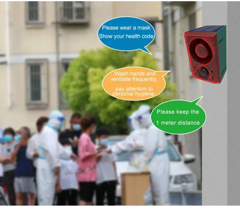Outdoor Solar Motion Sensor Alarm with Remote Control 129DB with Motion Detector for Farm Yard Garden Garage Shed
