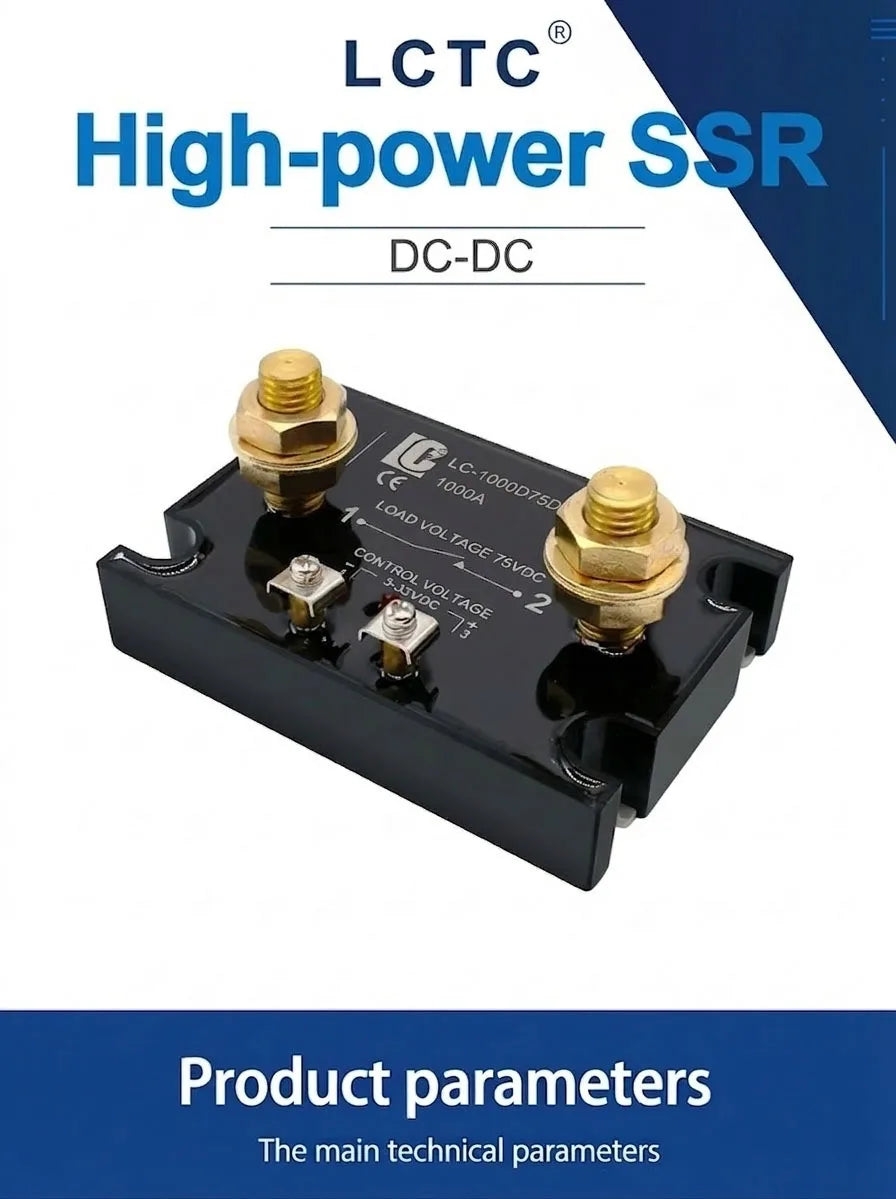 LCTC SSR-1000DD DC Control DC Solid State Relay 1000A High Power DC Relay Single Phase 3-32VDC Large Current Crydom With LED
