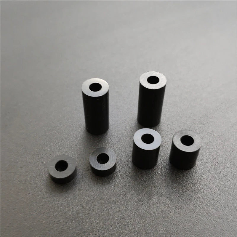 50Pcs M3 ABS Plastic Round Standoff Washer, Black Nylon Non-Threaded Hollow Spacers, 7mm OD x 3.2mm ID