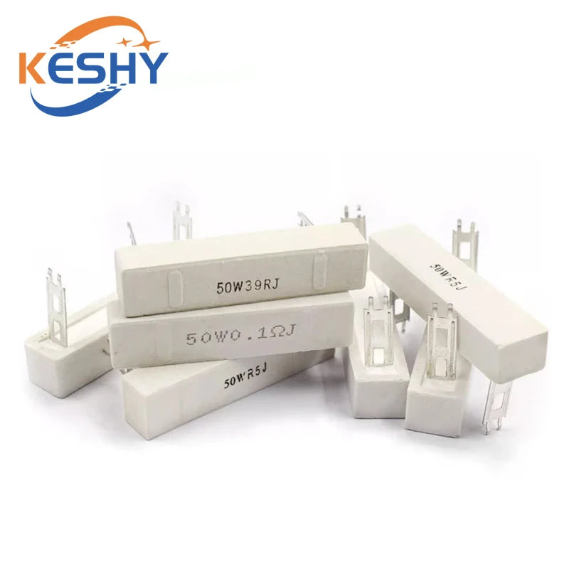 50W Ceramic Cement High Power Resistor 0.1~1K 0.2 0.22R 0.5 1 1.5 2 2.5 3 4 5 6 8 10 15 20 25 30 50 80 100 200 250 300 500 Ohm