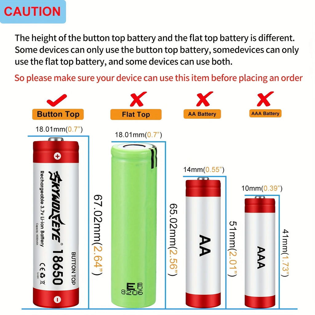 4-Pack Battery With 4 Bay Li-ion Lithium Charger Set，4 Bay Li-ion Lithium Battery Set  Flat Top 4000mAh Rechargeable 3.7V Li-ion 18650 Replacement Battery with Charger for Flashlights,Headlamps,and More Toy Remote Control D