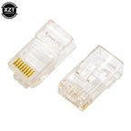 50/100 Pieces 8P8C RJ45 Clear Pass Through Connectors Modular Plug for Network CAT5 LAN Professional and High Quality
