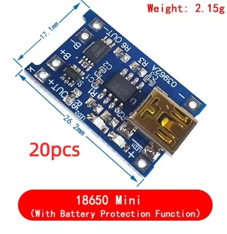 10pcs 5V 1A 18650 Lithium Battery Charging Board PLR TP4056 Lithium Charging Mini/Micro USB Type C Charge Module With Protect