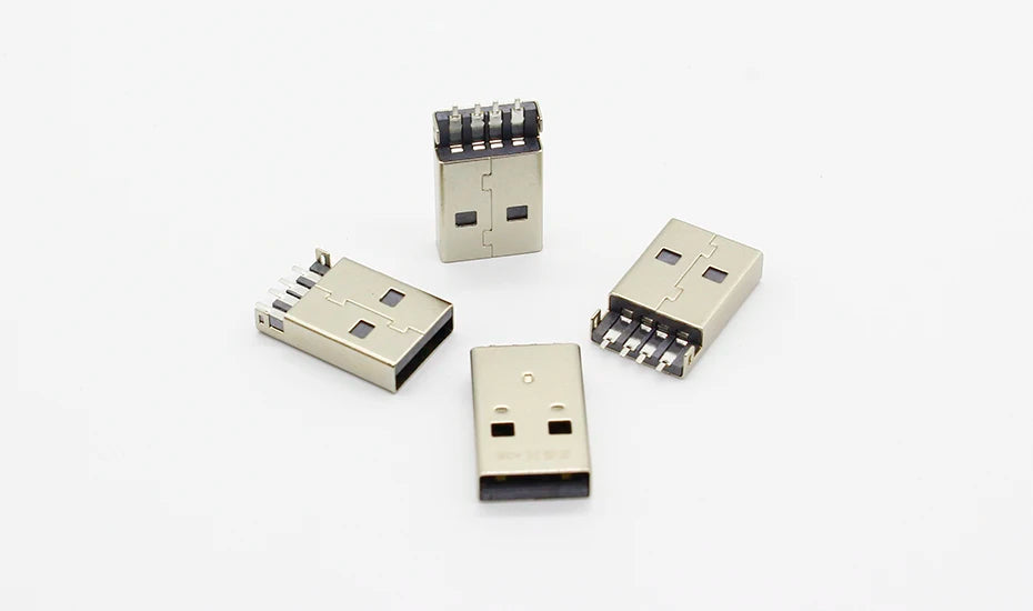 10pcs/lot USB 2.0 4Pin A Type Male Plug SMT Connector Black G49 for Data Transmission Charging