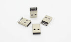10pcs/lot USB 2.0 4Pin A Type Male Plug SMT Connector Black G49 for Data Transmission Charging