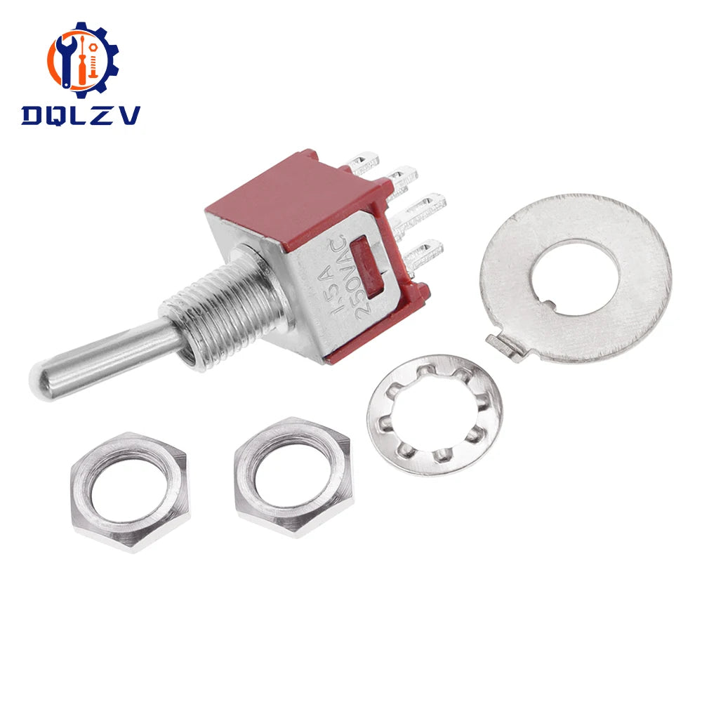 5MM Mini Toggle Switch SMTS-102 250V/1.5A SPDT 3/6 Pin On On 2/3 Position Red Color Stitch Pins SMTS-202 ﻿