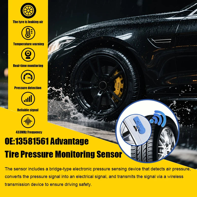1/4PCS 433MHZ Tire Pressure Sensor TPMS Fit For Hummer Opel Corsa Van Adam Chevrolet Cobalt Malibu Replacement For 13581561