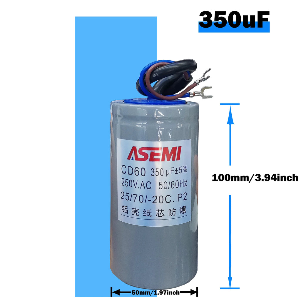 CD60 P2 250V AC 50/60Hz Starting Capacitor Startup Aluminum Shell Paper Core 75uF 100uF 150uF 200uF 250uF 300uF