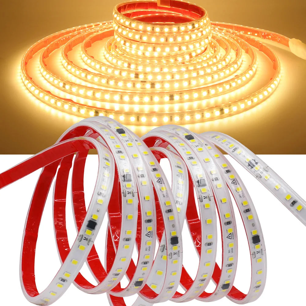 AC 2835 Led Strip Lights Dimmable 220V 230V 120 LEDs/m 0.5m 1m 2m 5m 10m 20m 50m Waterproof High Brightness Diode Tape Adhesive