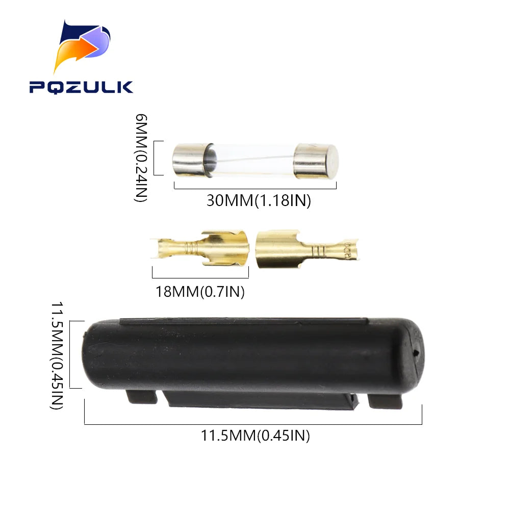 10Set 6X30MM Glass Fuse Holder With 250V 0.5A 1A 1.5A 2A 3A 3.15A 4-30A 6*30MM Fuse Socket Flip shell Black/White Flip Type