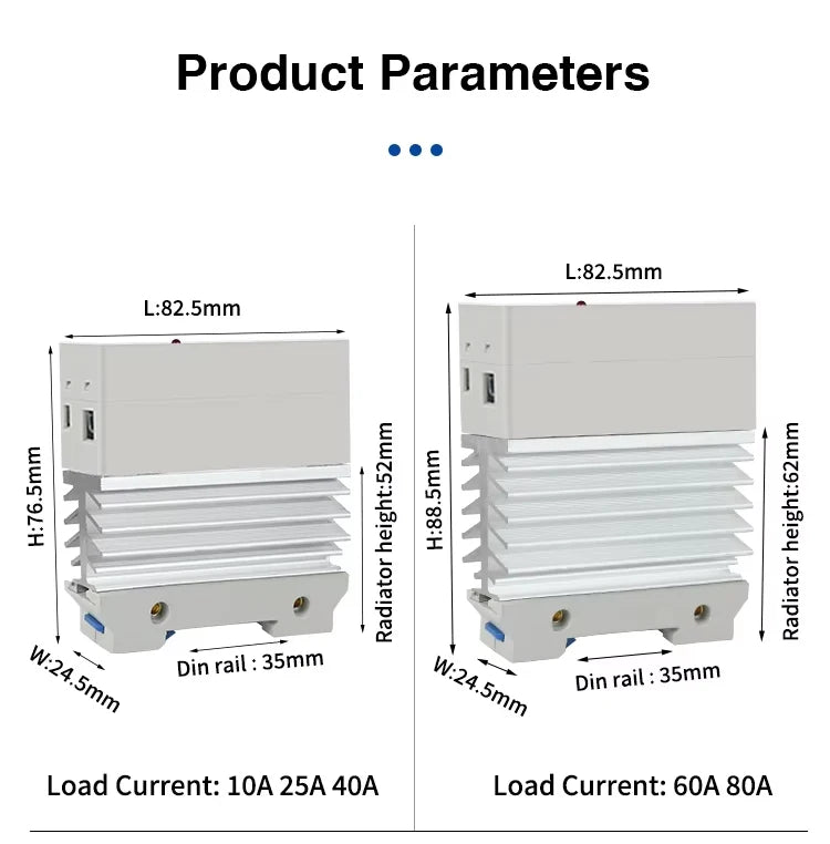 10A 25A 40A 60A 80A 100A Single Phase Slim SSR Solid State Relay With Heat Sink Industrial Relay DIN Rail Mount