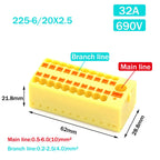 Wire Electrical Connectors PTFIX 2.5mm Wire Merging And Branching Device Push-in Terminal Block Connector Mount On Din Rail