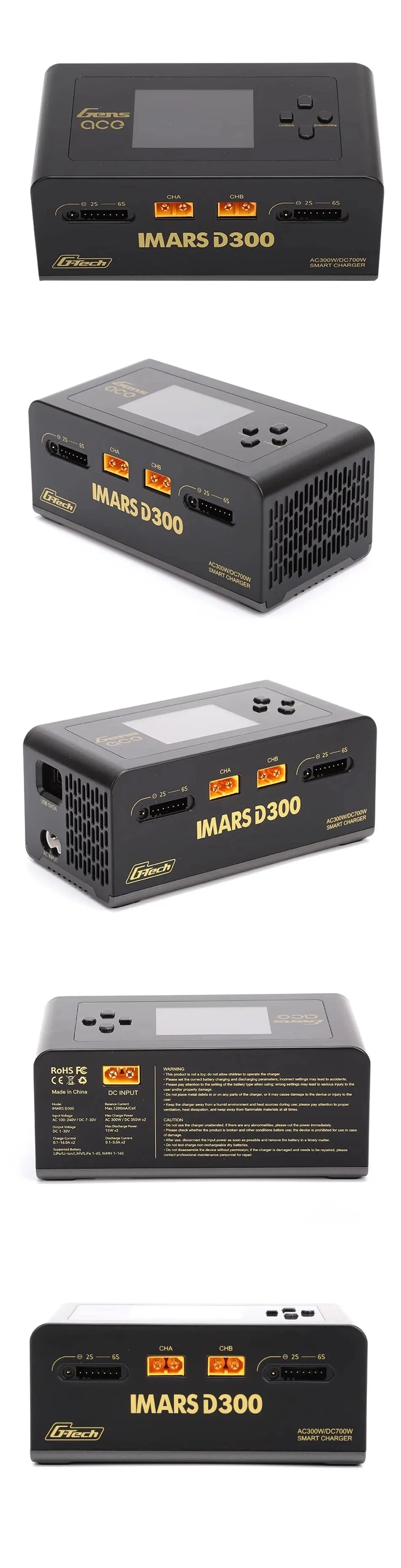 RadioLink IMARS D300 Lipo Battery Charger For RC FPV Airplane Drone Smart Dual Charge 16A AC 300W DC 700W Lipo Balance Charger