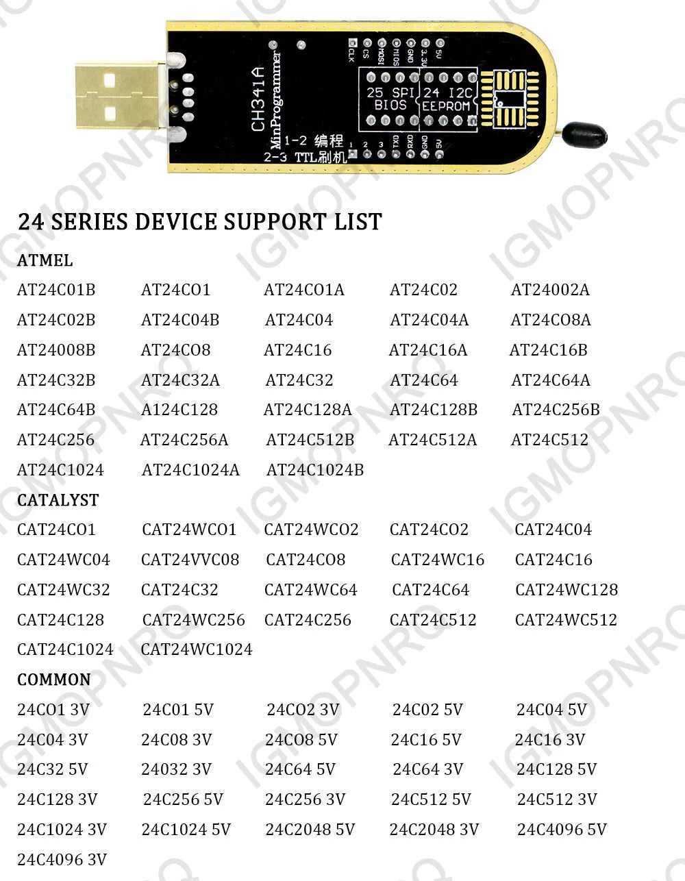 CH341A 24 25 Series EEPROM Flash BIOS USB Programmer Module + SOP16 SOIC16 Test Clip for 25 series RT809F TL866CS TL866A