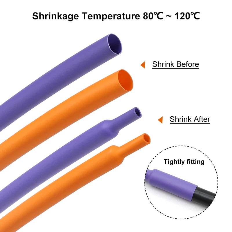 NEW-Color 2:1 Heat Shrink Tube 1 2 3 4 6 8 10 12 14 16 18 20 30 40 50mm DIY Wire Cable Repair Connector Wrap Insulated Sleeving