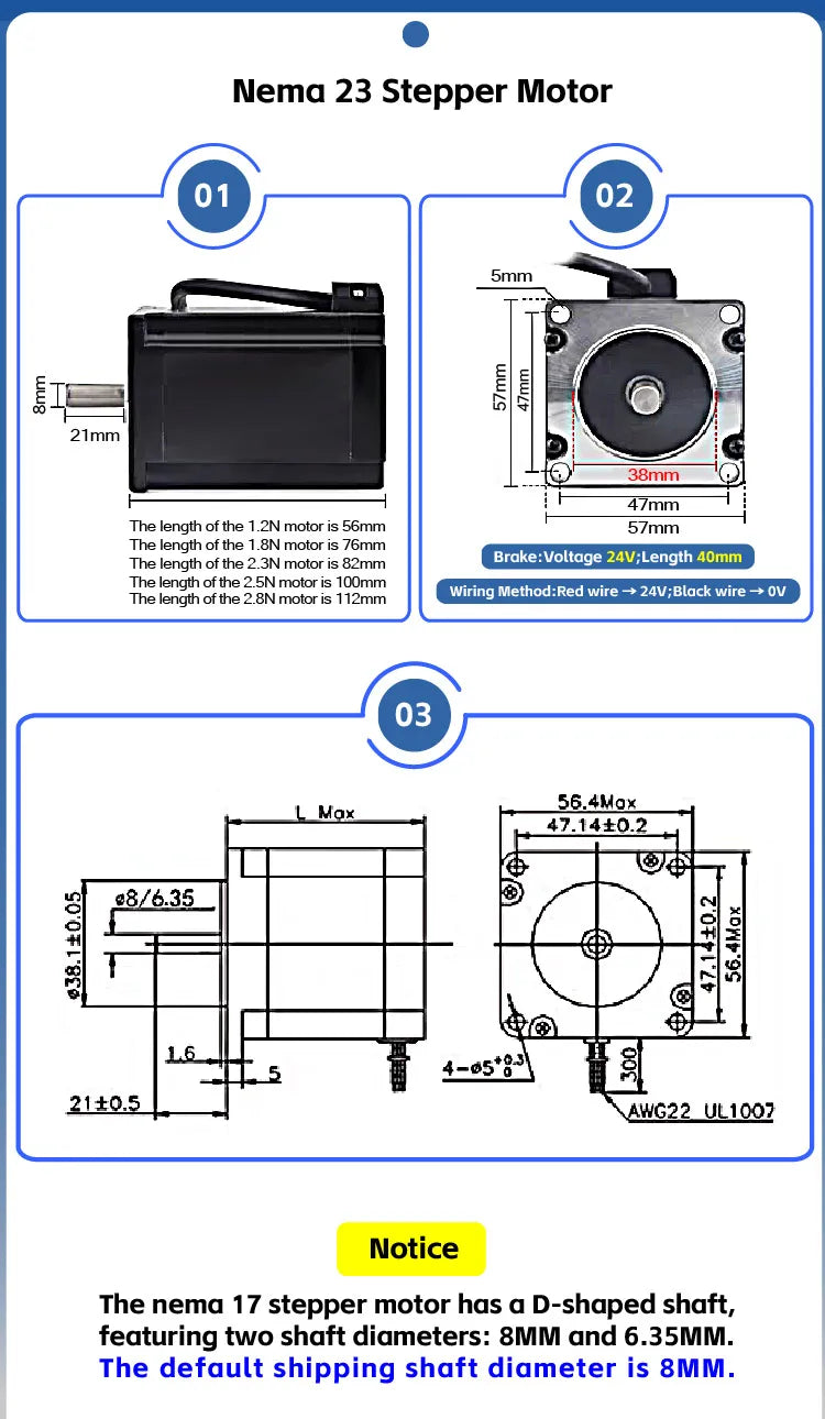 Nema 17/23/34 Stepper Motor Kit 2-Phase 4-Wire 1.2-8.5N.m + Driver TB6600/DM542/MA860 for CNC 3D Printer