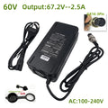 67.2V2.5A Fast Charger For 60V Wheelbarrow Harley Citycoco 16S 60V Lithium Battery GX16 Connector with Cooling Fan 100-240V