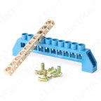 4/6/8/10/12 Positions Terminal Block Connector Strip Brass Ground Neutral Bar Electrical Distribution Wire Screw Terminal Blue