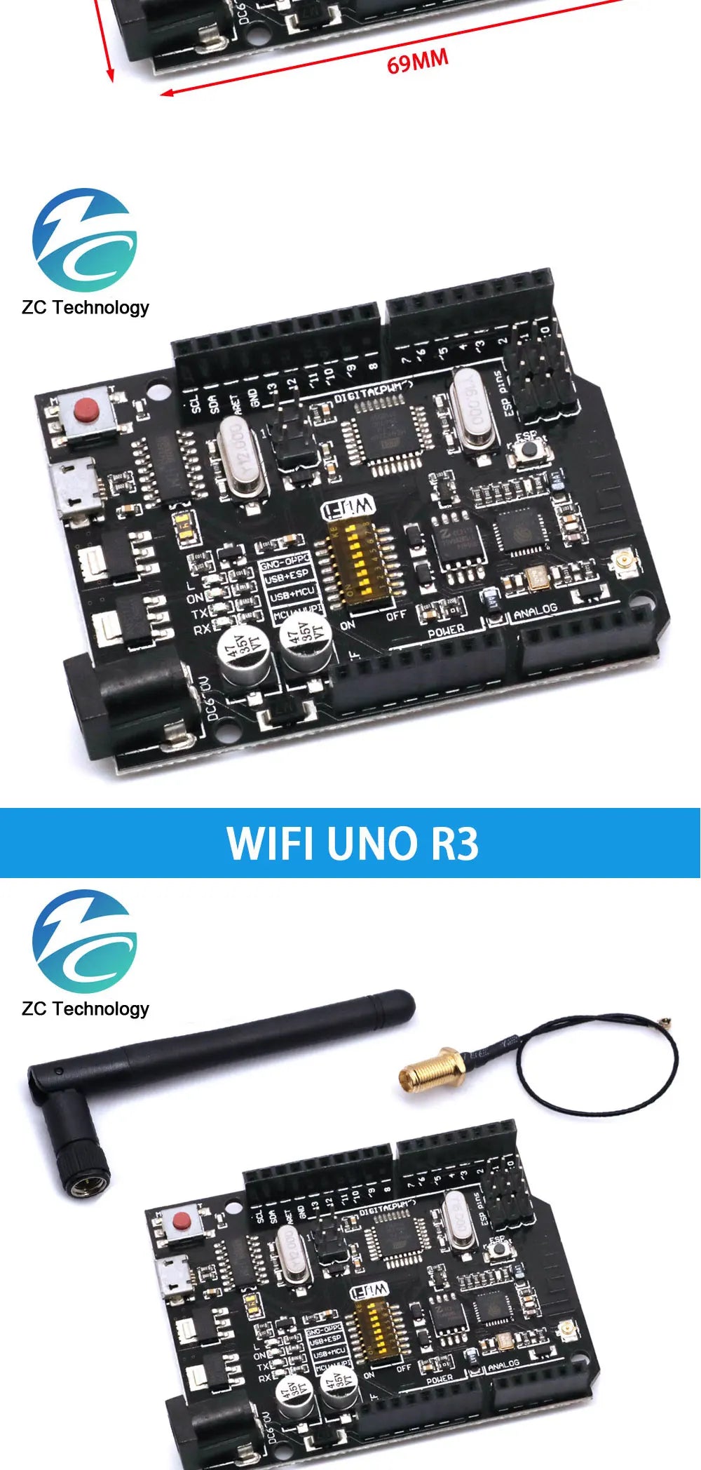 UNO+WiFi R3 ATmega328P+ESP8266 CH340 (32Mb memory) 6V-9V USB-TTL CH340G For Arduino NodeMCU WeMos One Development board