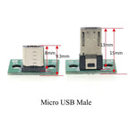 USB 2.0 Micro Male Interface Vertical Male Connector PCB Converter Adapter Board 180 Degree Vertical 5PCS Squareness