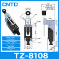 2Pcs CNTD TZ‑8 Series Micro Limit Travel Switch IP65 Waterproof 1NO+1NC 10A 250VAC Industrial Mechanical Position Switch