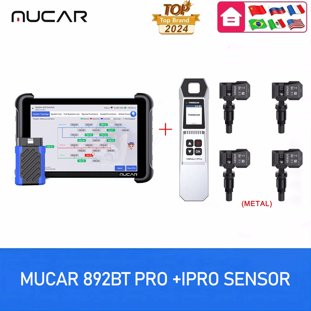 MUCAR 892BT PRO OBD2 Scanner Topology Mapping Diagnostic Tools Support J2534 CANFD DOIP Protocol 35 Resets Lifetime Free Update