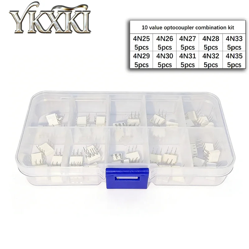 50PCS/Set Optocoupler KIT 4N25 4N26 4N27 4N28 4N33 4N29 4N30 4N32 4N35 4N36 DIP-6 IC Combination kit box