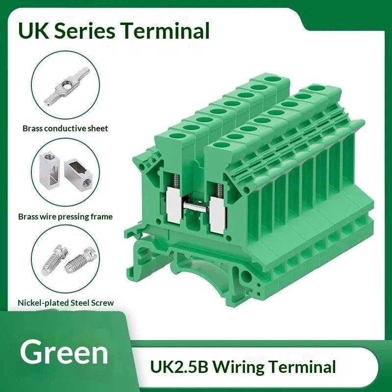 【CCA】10Pcs UK 2.5 Terminal Block UK2.5B Screw Connection Connect Strip 2.5B 2.5mm² Cable Electrical Din Rail Wire Connectors