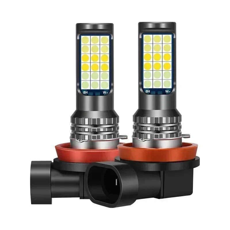 Car Led Fog Lamp with Flashing 3030 Three-Color Fog Lamp Bulb Red Green Pink Blue Super Bright H3 H8 H11 9006 9005 H7 Modified