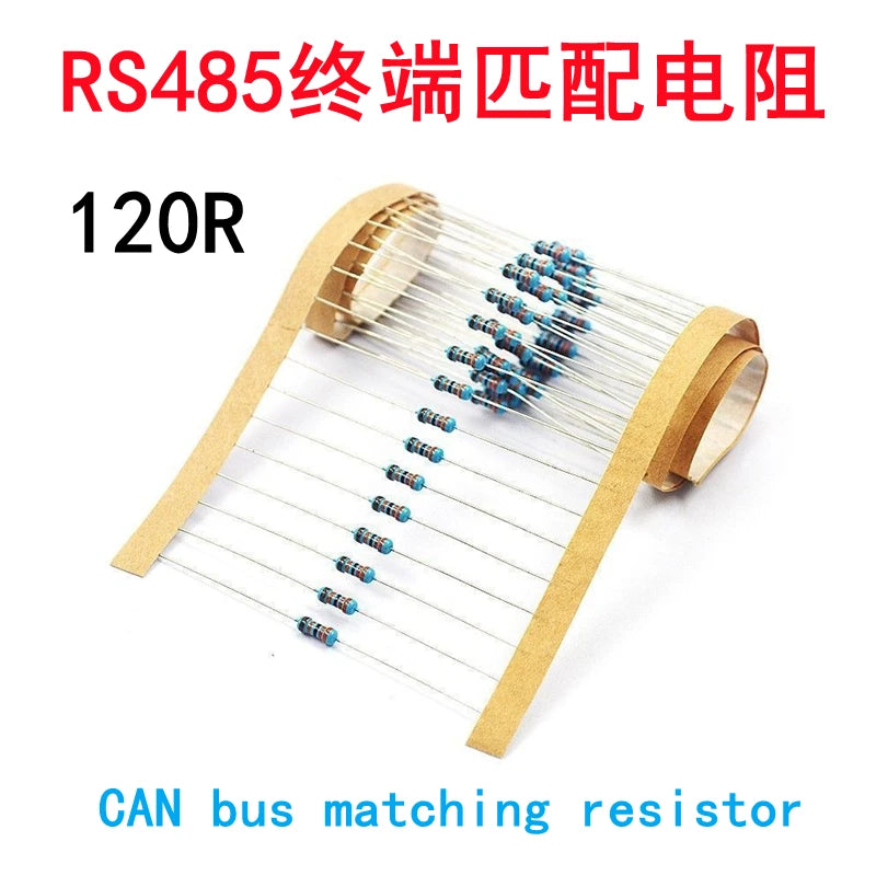 RS485 terminal matching resistor 120R CAN bus matching resistor 120 ohms 485 communication impedance 0.25W 0.5W 100 pieces