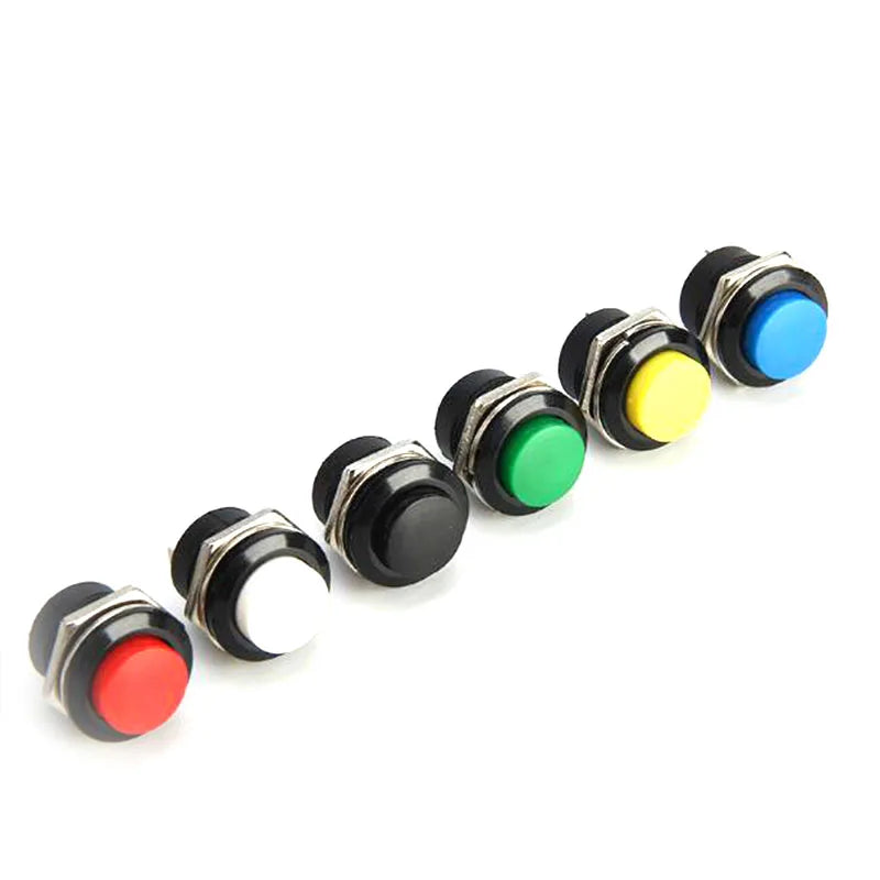 6PCS R13-507 Momentary Push Button Switch 16mm 6 Colors Self Reset Round Switch For Industrial Control Equipment