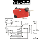 5pcs Travel Limit Switch Micro Switch Self-resetting V-152-1C25 3-pin Miniature Push Button Tactile Microswitch V-152 V-153 V-15