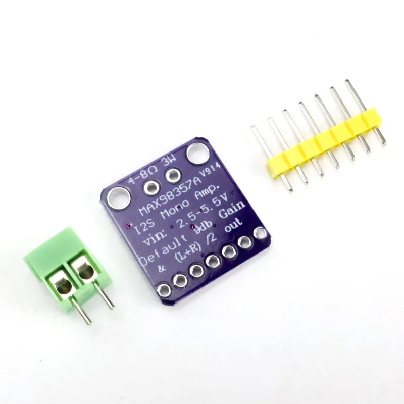 1-10pcs MAX98357A I2S Audio Amp Module (Purple Board) Large Chip No Soldered Pin Header for ESP32 Raspberry Pi