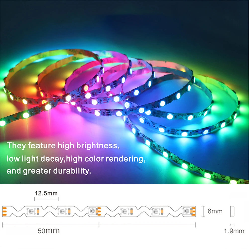 S Shaped LED Lights 5V/12V SMD5050 Addressable RGB Pixel WS2812B/WS2815 Character LED Strip Light for Light Boxes Signboards LED
