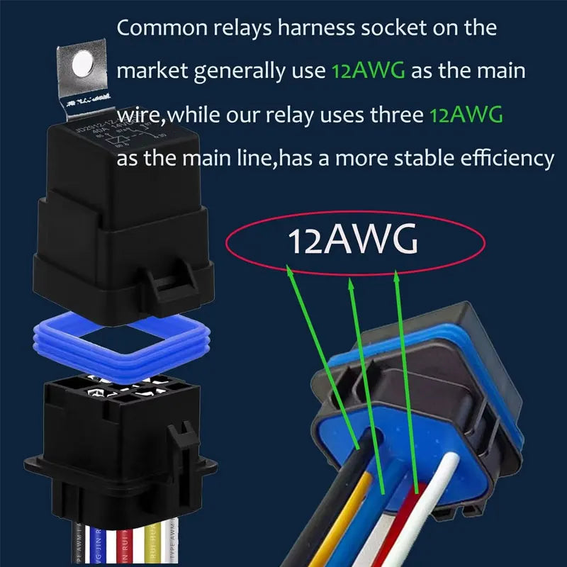 JD2912 40A 12V/24V DC Waterproof Automotive Relay with Harness 4/5 Pin Car Marine Relay Kit High Quality
