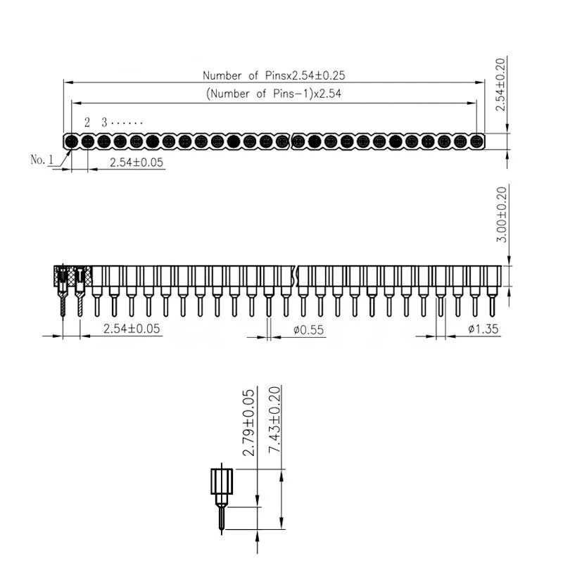 Stlxy 5/20/50Pcs 1x40 Pin Connector Header Strip Male Female Header Single Row 40 Pin 2.54mm Pin Connector Strip Round Needle