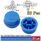 20 Pcs Tactile Pushbutton Switch 12*12*7.3MM Micro Switch Pushbutton A14 A24 Pushbutton Cover 12x12x7.3MM Square Head Pushbutton