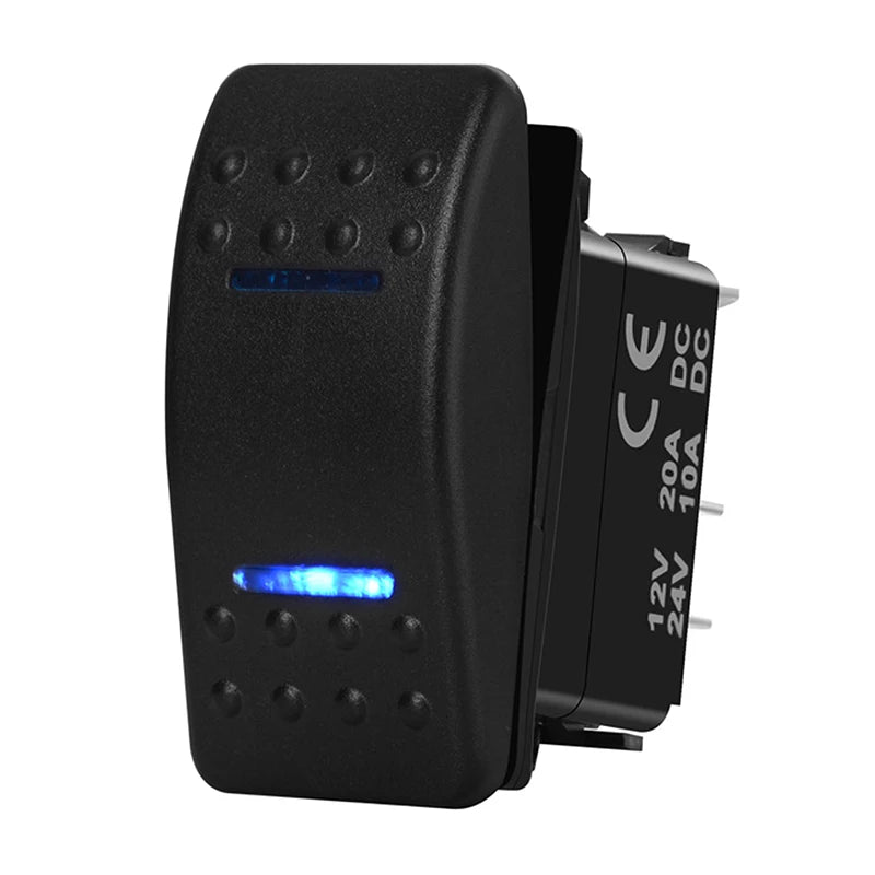 3 Way Rocker Switch 12V DPDT 3 Position ON OFF ON Toggle Switch Momentary ON ON OFF Blue Led Button Switch For Car Boat Carling
