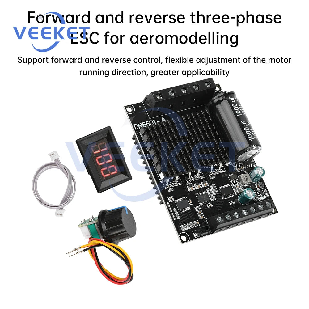 DC 6-80V BLDC Three Phase DC Brushless Motor Controller PWM High Power 1600W 20A Hall Motor Control Driver Board Motor Regulator