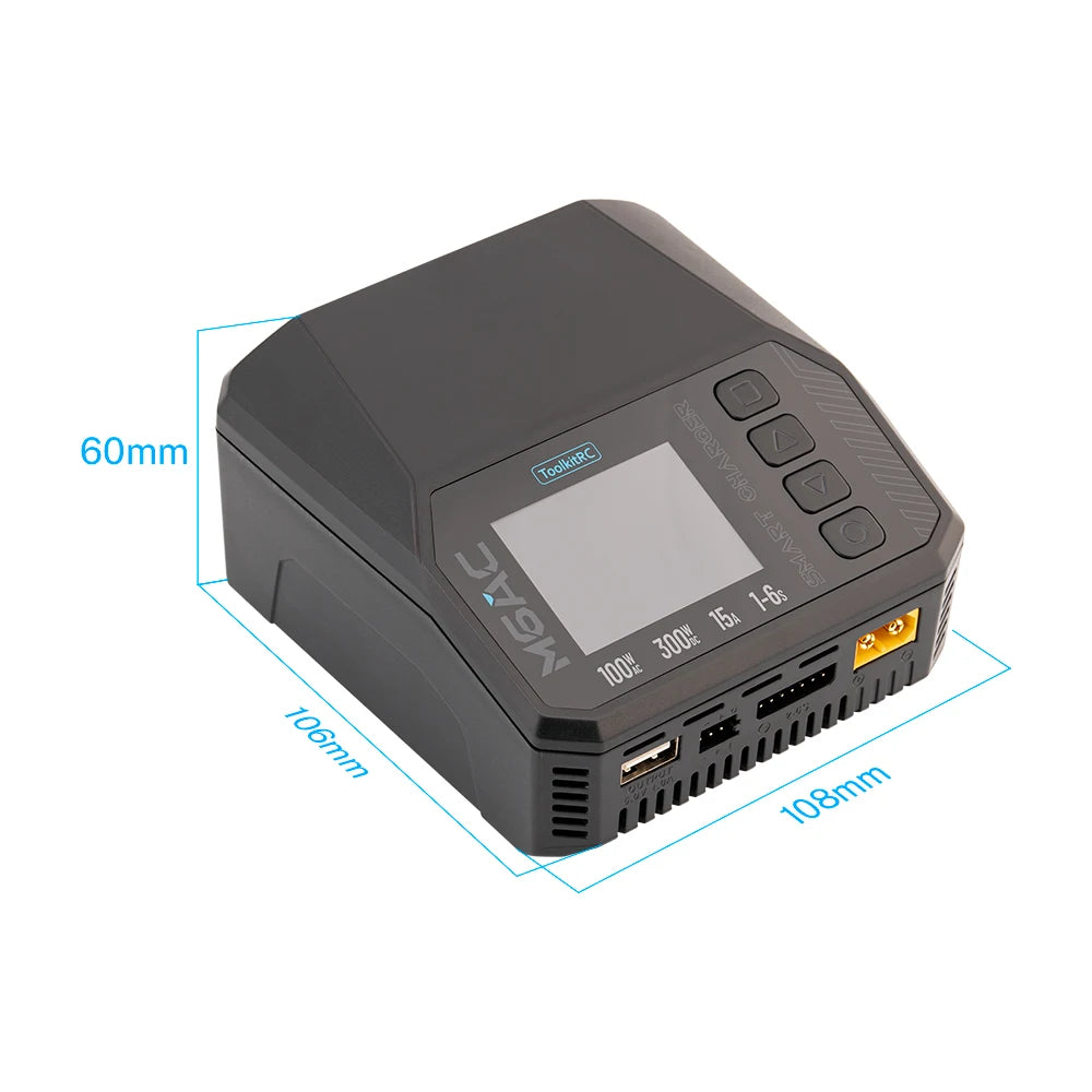 ToolkitRC M6AC Smart Lipo Battery Charger Discharger AC 120W DC300W MAX30A for 1-6S Battery FPV Model Spare Part LiHV LIFE LILON