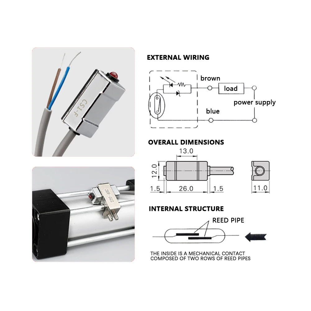 Magnetic Sensor Reed Switch Pneumatic Cylinder Magnetic Sensor Cylinder Magnetic Sensor Reed Switch Cylinder Accessories 5-240V