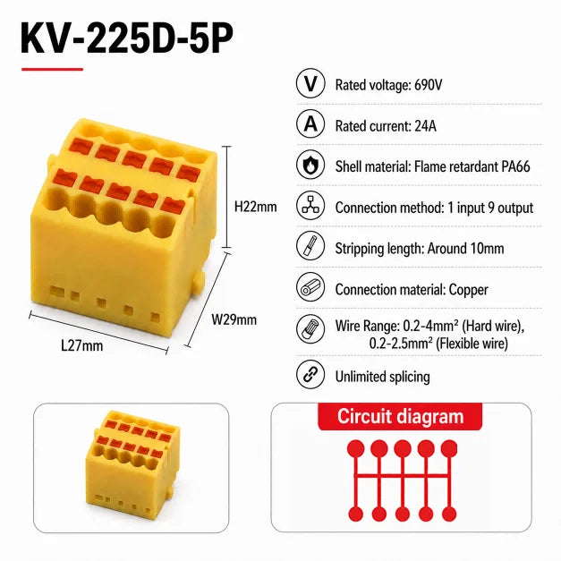 DIN Rail Terminal Block 1/5/10PCS 2.5mm2 Push In Quick Connect Electrical Wire Connector Modular Power Distribution Block