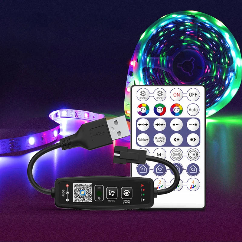 WS2811 WS2812B Bluetooth LED Pixels Strip Controller for Dream Color Tape Lights BT APP Music Control 28Keys Remote Controller