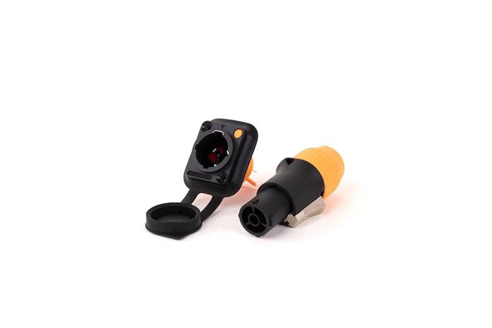 2pcs 3Pins Waterproof IP65 Grade Locking Powercon Male Plug Jack Female Chassis Socket Cable Wire Connector