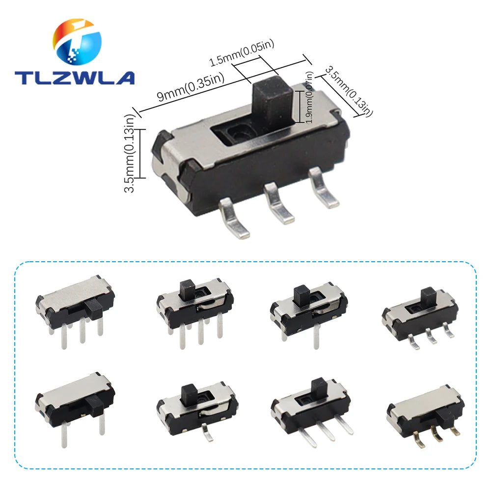 10PCS Slide Switch Micro-power Toggle Switch Single and Double-row Direct-inserted Horizontal Sliding Second Gear Third Gear
